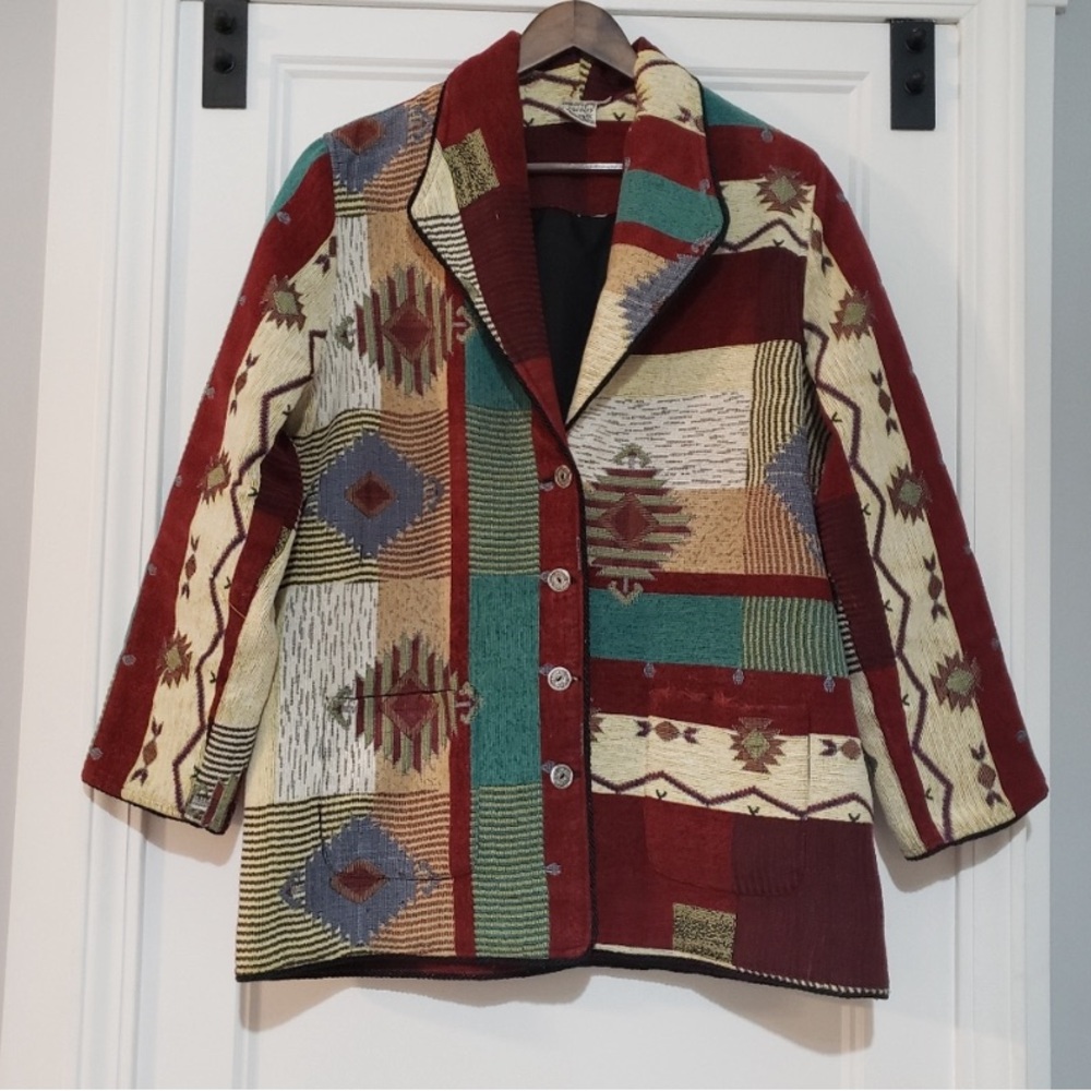 Parsley And Sage Tapestry Southwestern Blazer
Jacket Womens 1X Lined